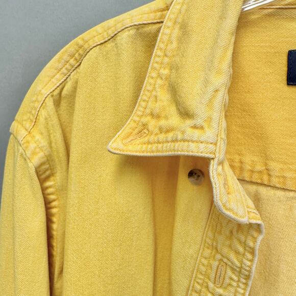 Lands End Yellow Sun Washed Button Up Shirt Women's Size Medium 10-12 - Picture 6 of 14
